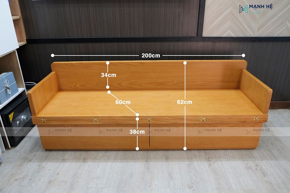 Giường gấp thành ghế sofa bằng gỗ