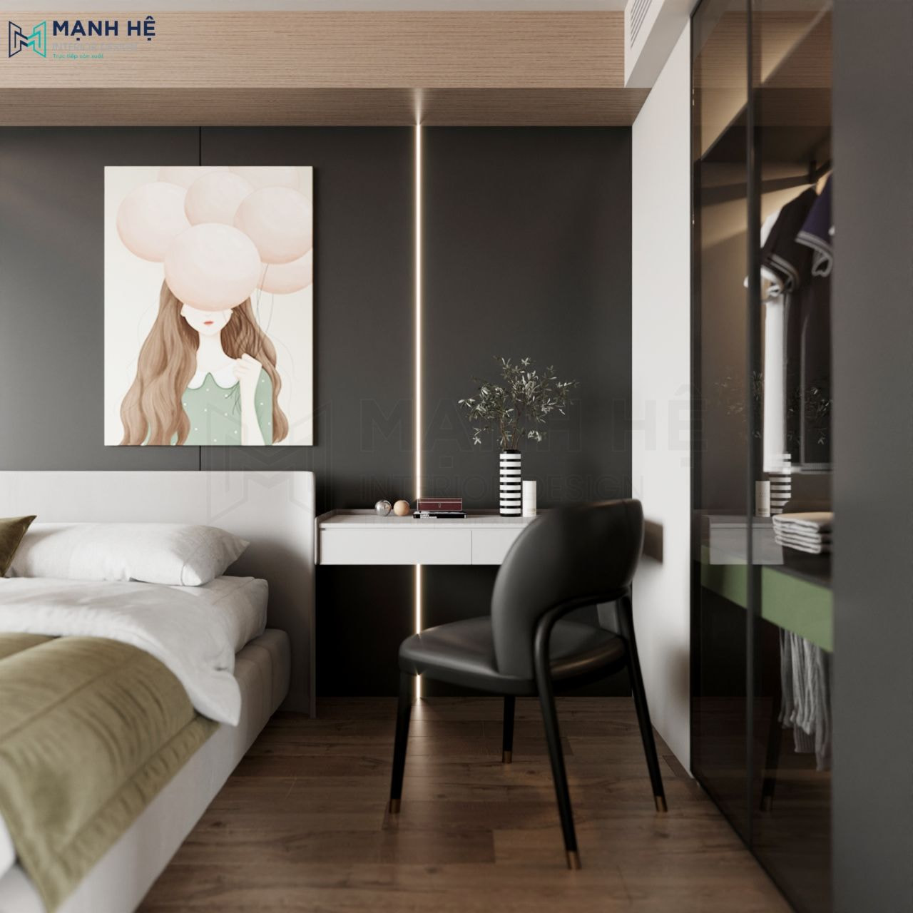 Bàn trang điểm kiêm bàn làm việc tiện nghi cho gia chủ nữ