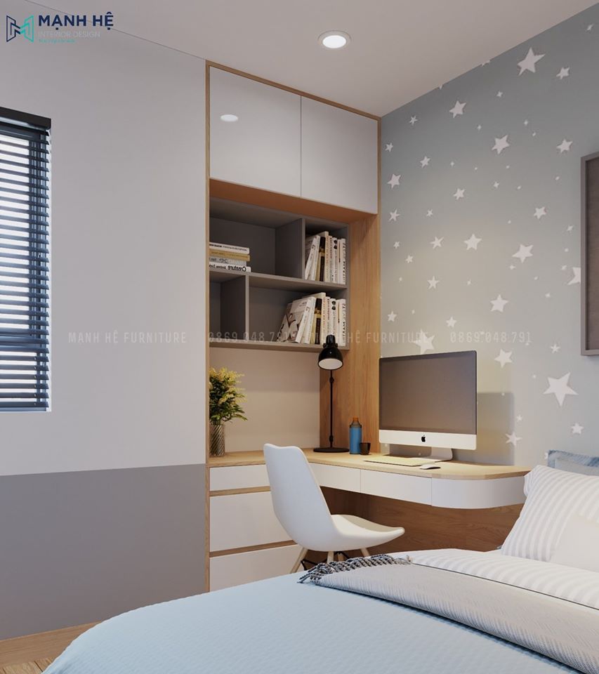 Cách 6: Lựa chọn kệ sách âm tường tiết kiệm không gian
