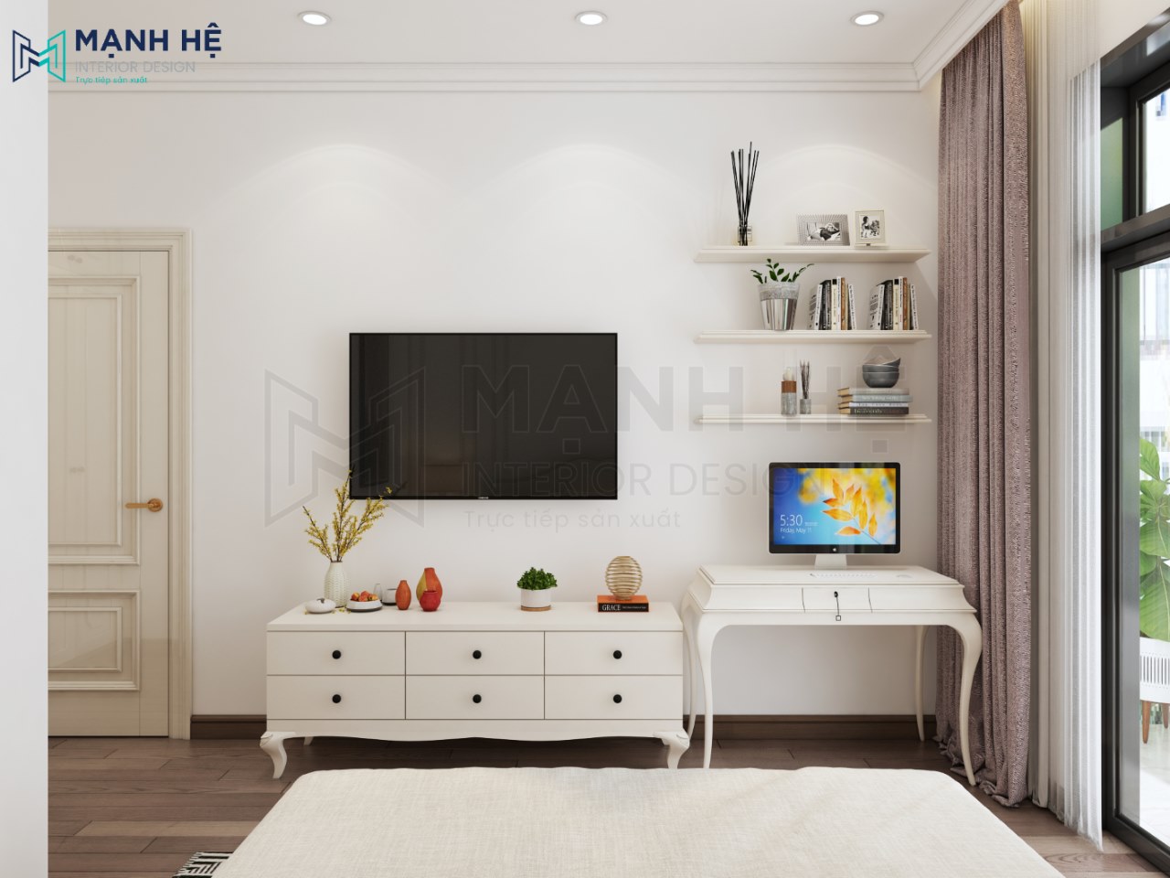 kệ tivi phòng ngủ đẹp cho bé gái