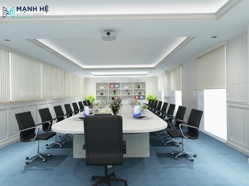 Phòng họp được thiết kế trần thạch cao giật cấp