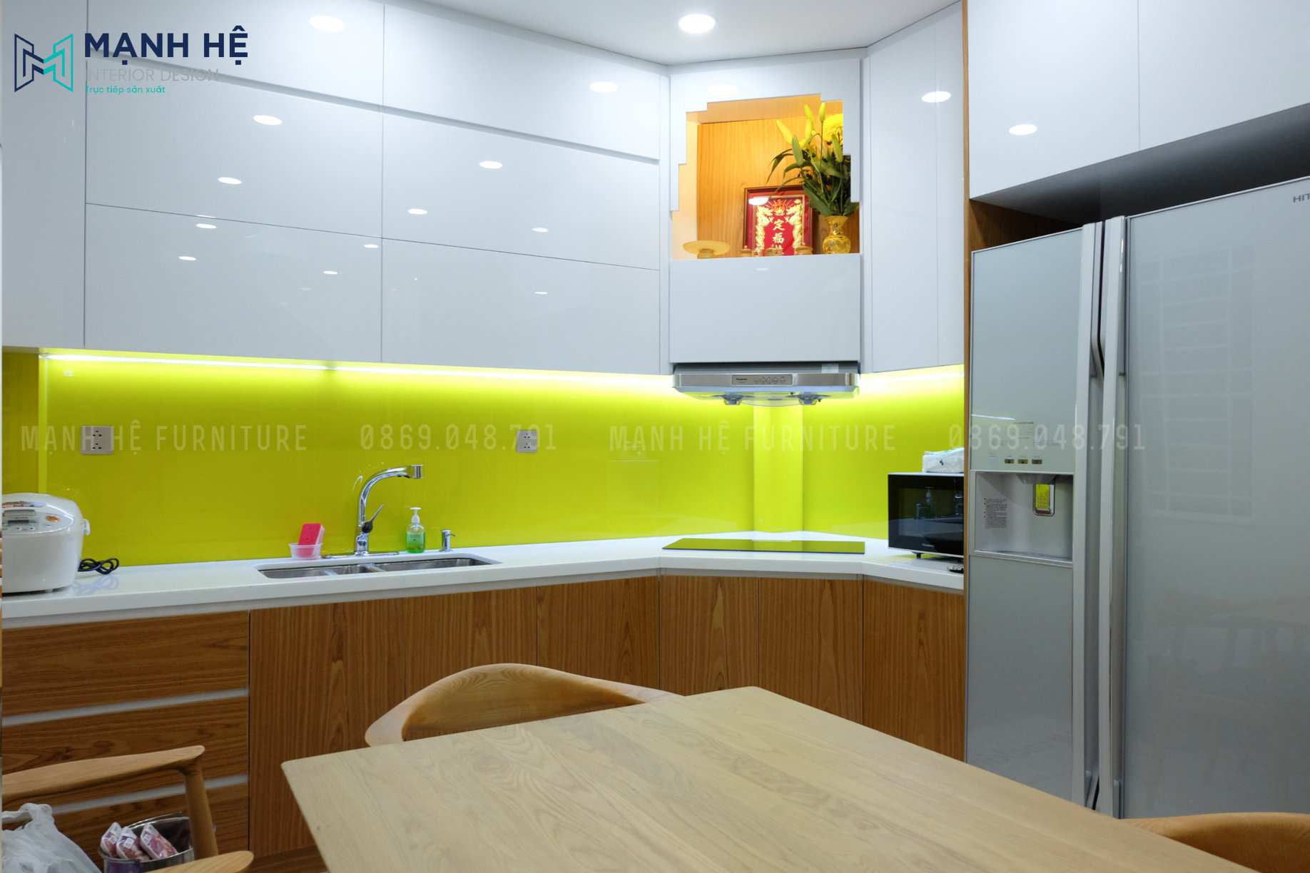 Tủ bếp gỗ công nghiệp acrylic