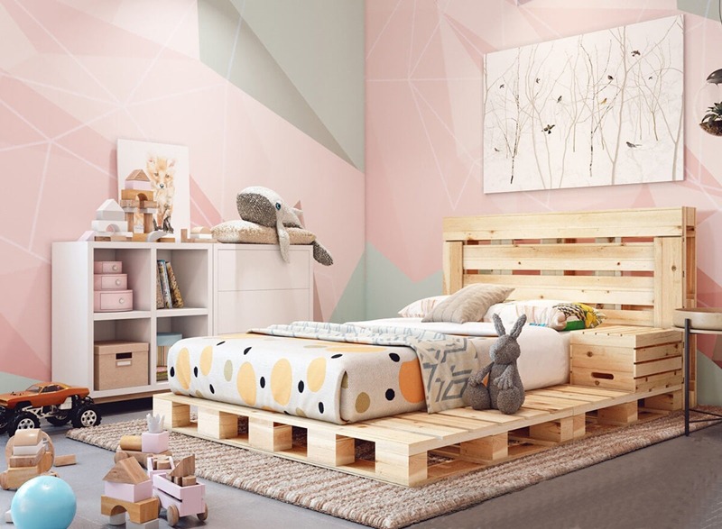 Giường ngủ gỗ pallet cho phòng ngủ bé