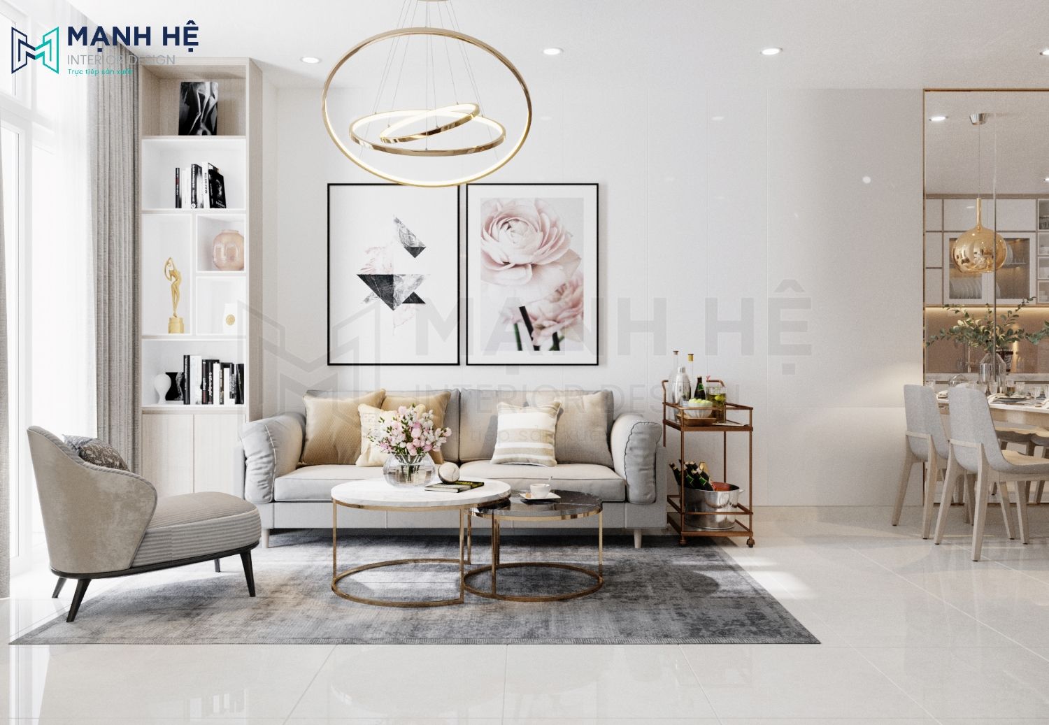 Ghế sofa chữ I đơn giản phòng khách
