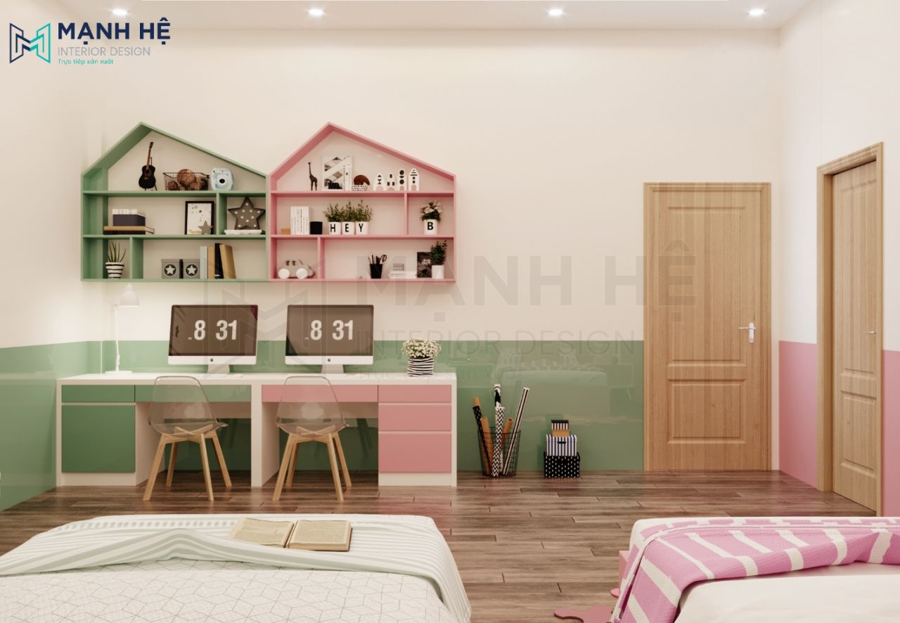 bàn học đôi cho 2 bé