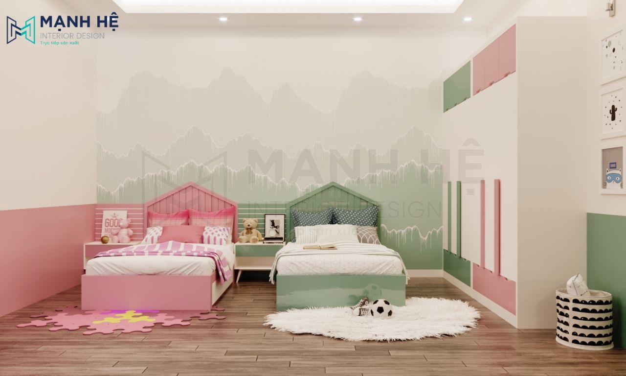 giường ngủ đôi cho 2 bé