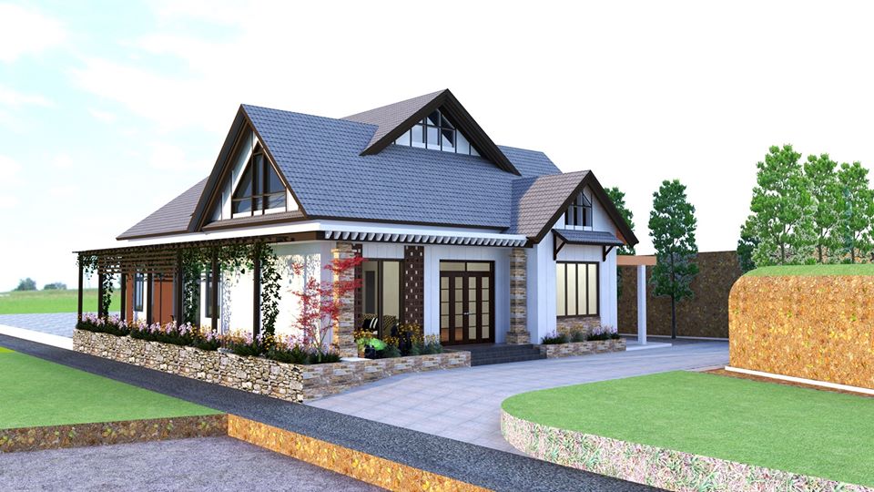 mẫu nhà cấp 4 sân vườn ở nông thôn