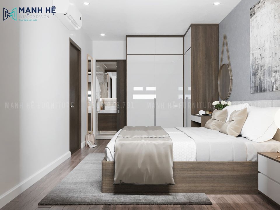 Tủ quần áo chữ L gỗ công nghiệp đụng trần