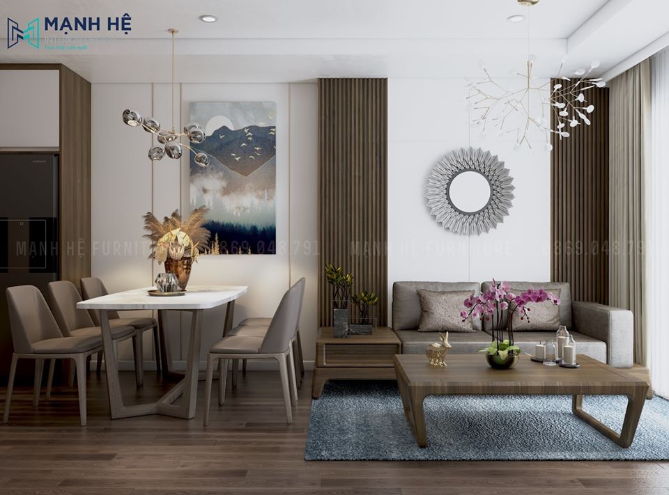 Ốp nan gỗ tạo điểm nhấn phòng khách