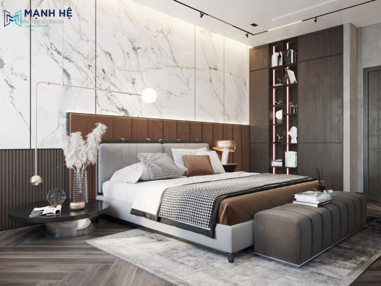 không gian phòng ngủ biệt thự hiện đại sang trọng