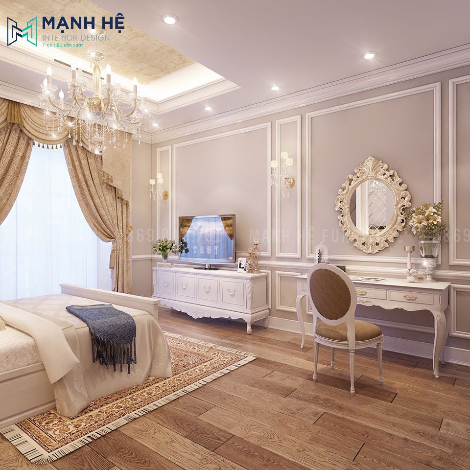 kệ tivi gỗ tự nhiên với hoa văn tỉ mỉ cho phòng ngủ