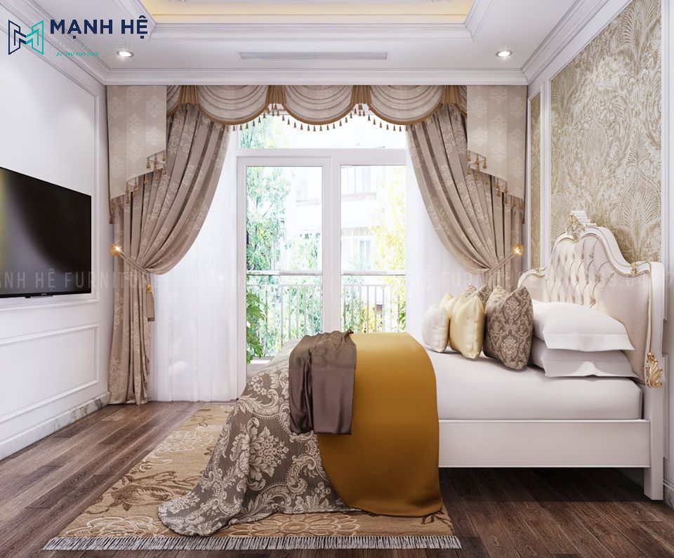 Màu nâu óc chó cho phòng ngủ tân cổ điẻne