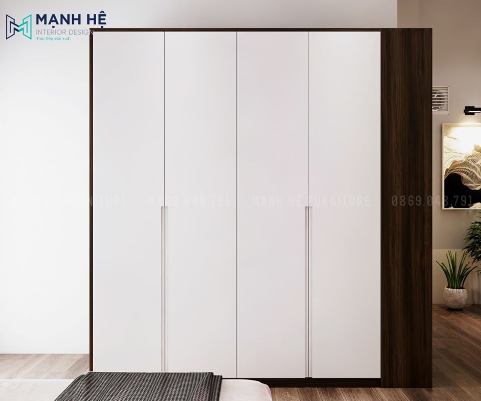 Tủ quần áo bằng gỗ 4 cánh cao