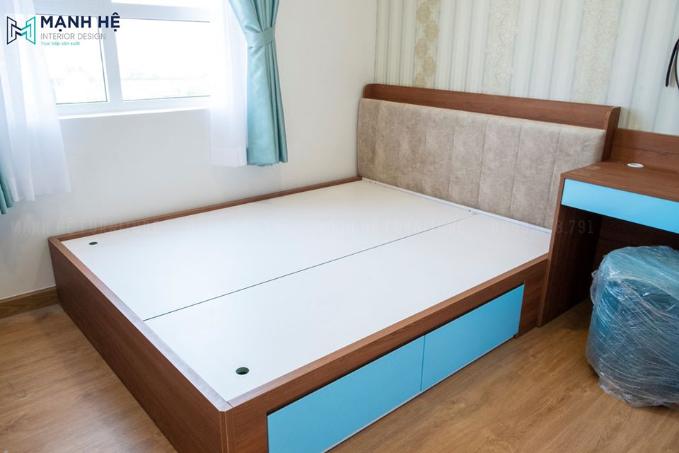 Thi công giường ngủ có hộc kéo