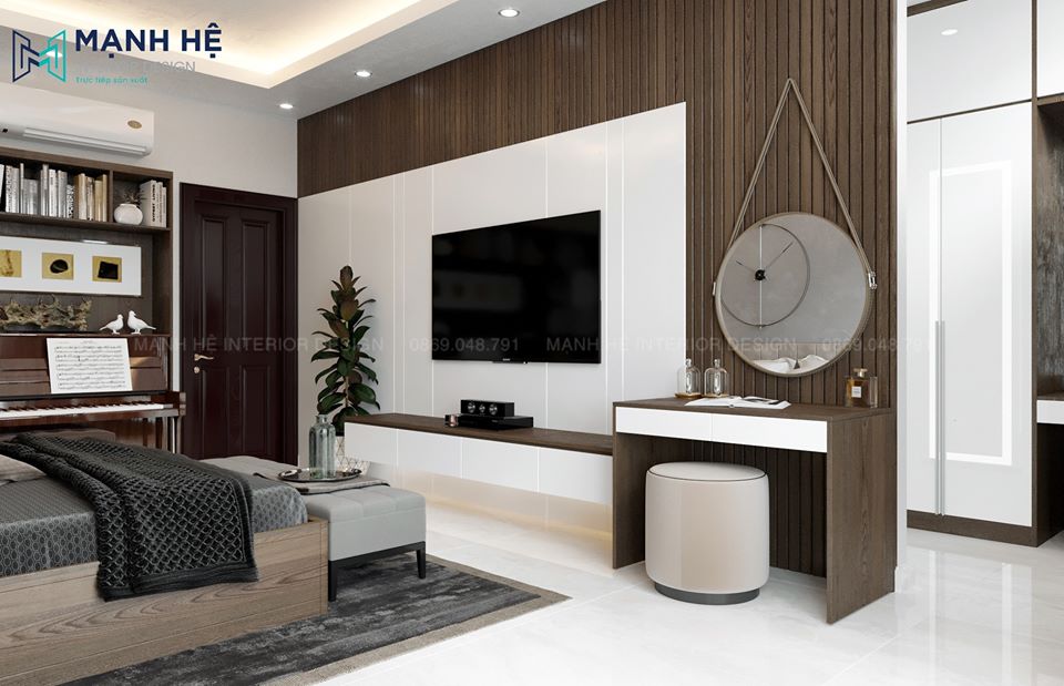 kệ tivi cạnh bàn tran điểm