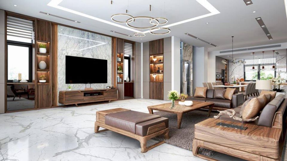 không gian nội thất gỗ óc chó