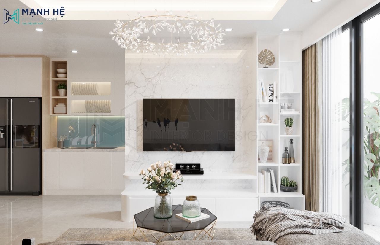 Màu sắc của kệ tủ tivi phòng khách phải phù hợp phong thủy của gia chủ