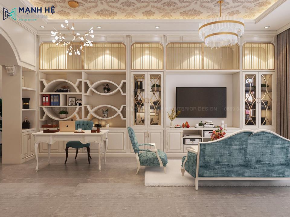 Hệ tủ kệ sách trong phòng ngủ