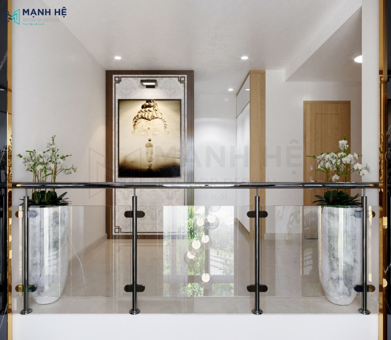 Thiết kế lan can kính tầng lửng