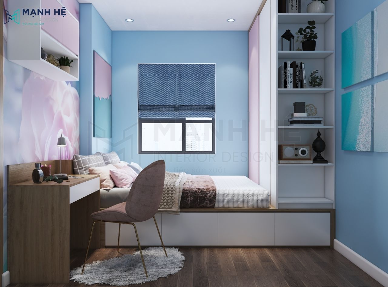 Giường ngủ dạng bục phòng bé gái