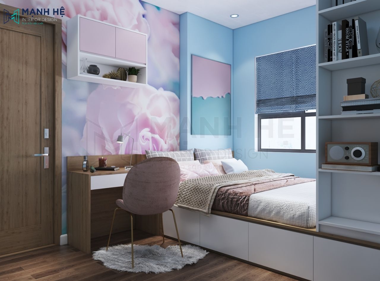 Giấy dán tường 3D phòng bé gái đẹp