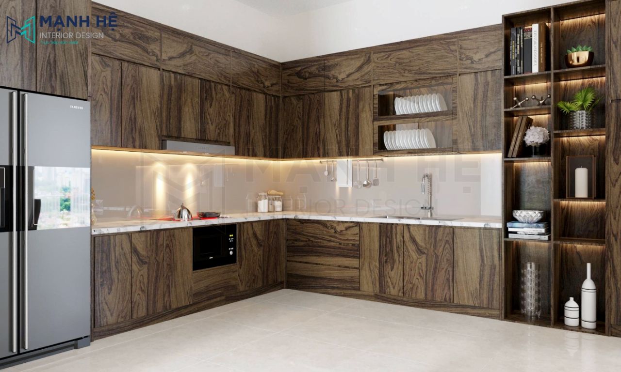 Ốp mặt đá Marble tủ bếp