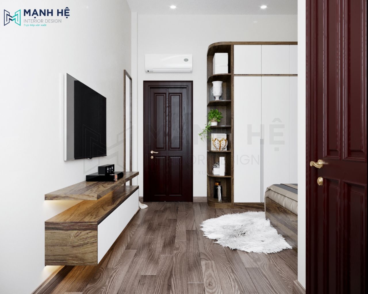 Tích hợp kệ trang trí chung tủ quần quần áo
