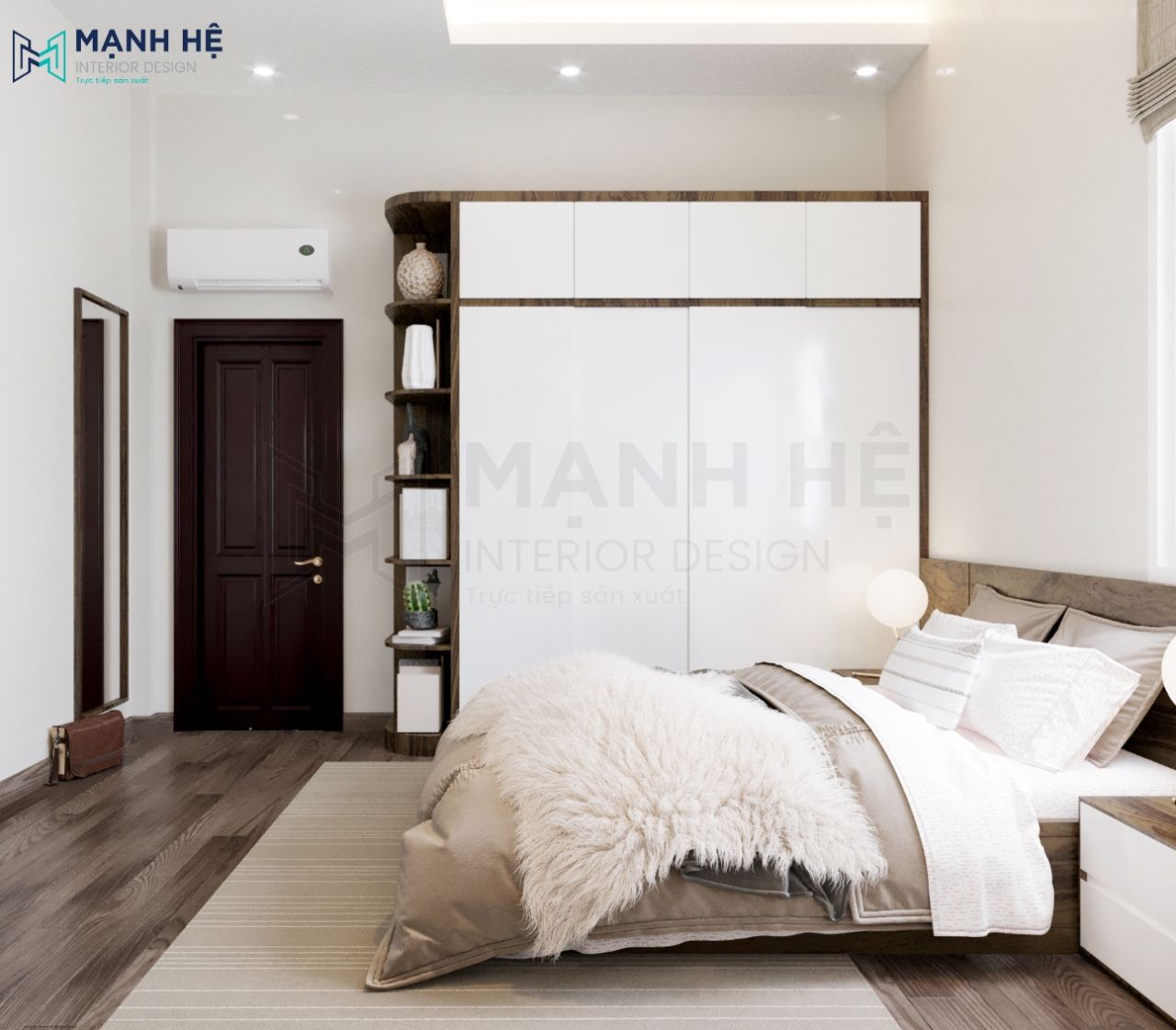 Tủ quần áo gỗ tự nhiên cánh lùa