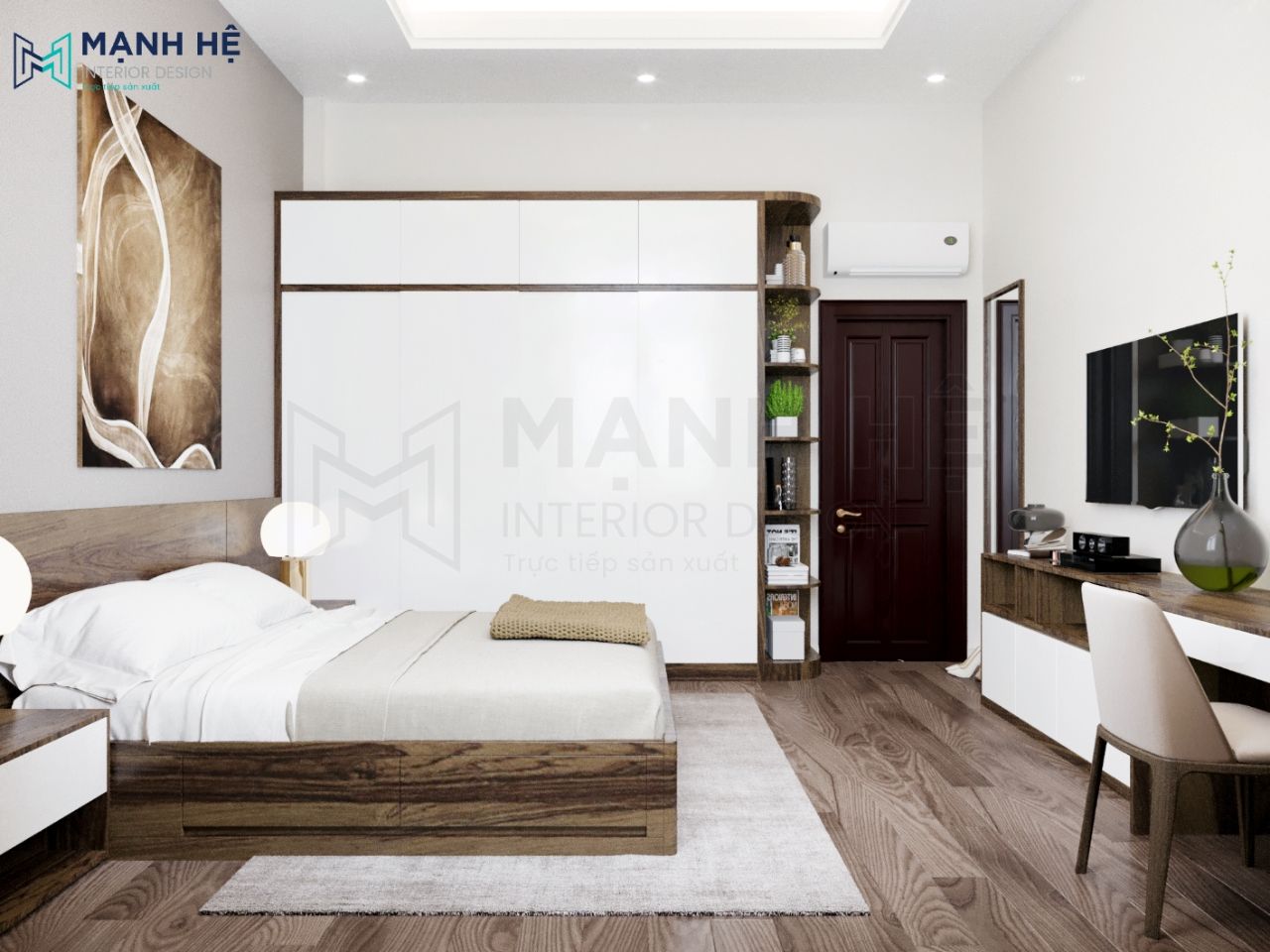 Tủ quần áo kết hợp kệ trang trí hơ