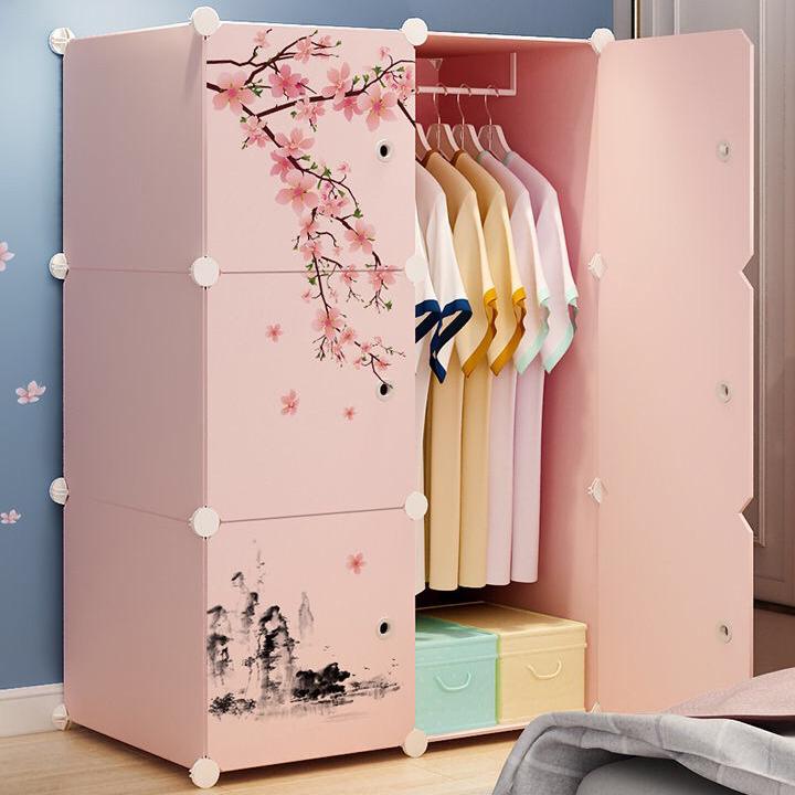 tủ quần áo nhựa màu hồng
