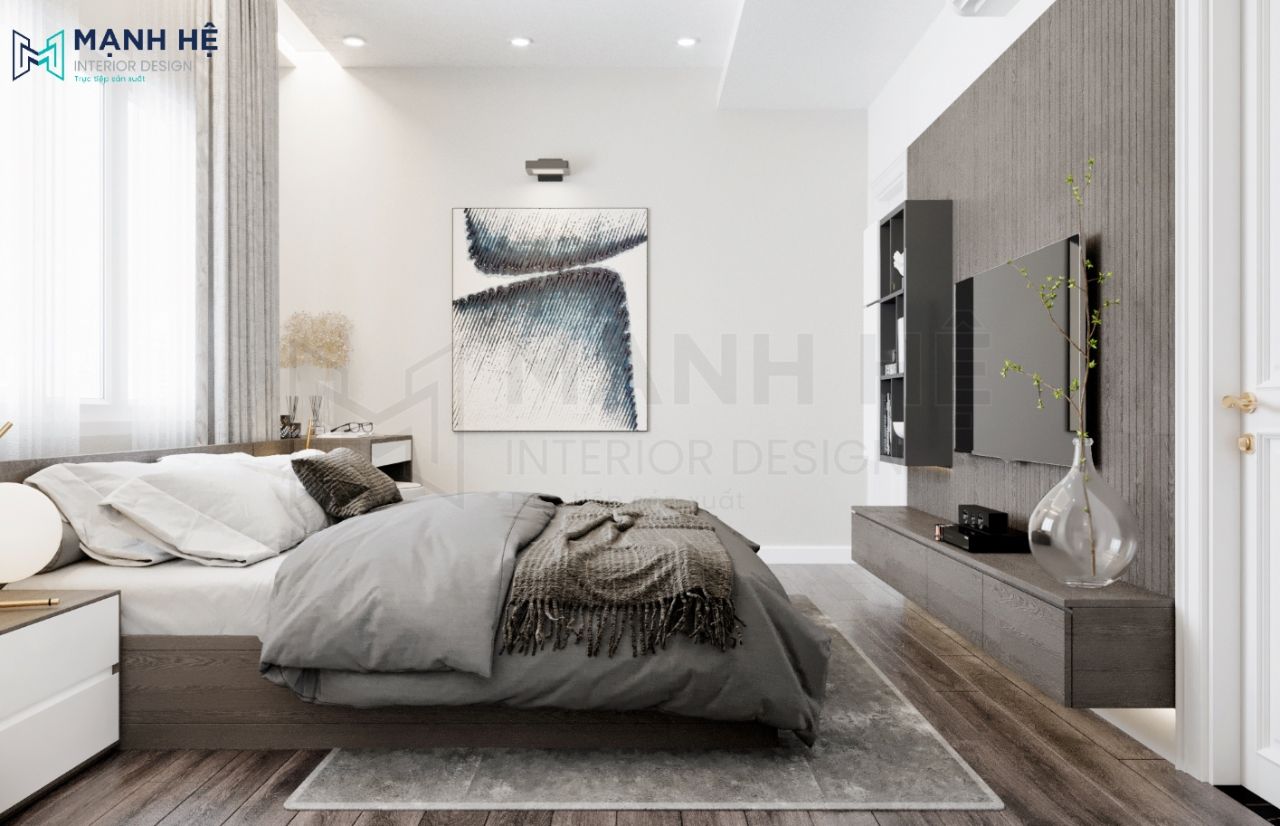 giường ngủ gỗ công nghiệp màu tối