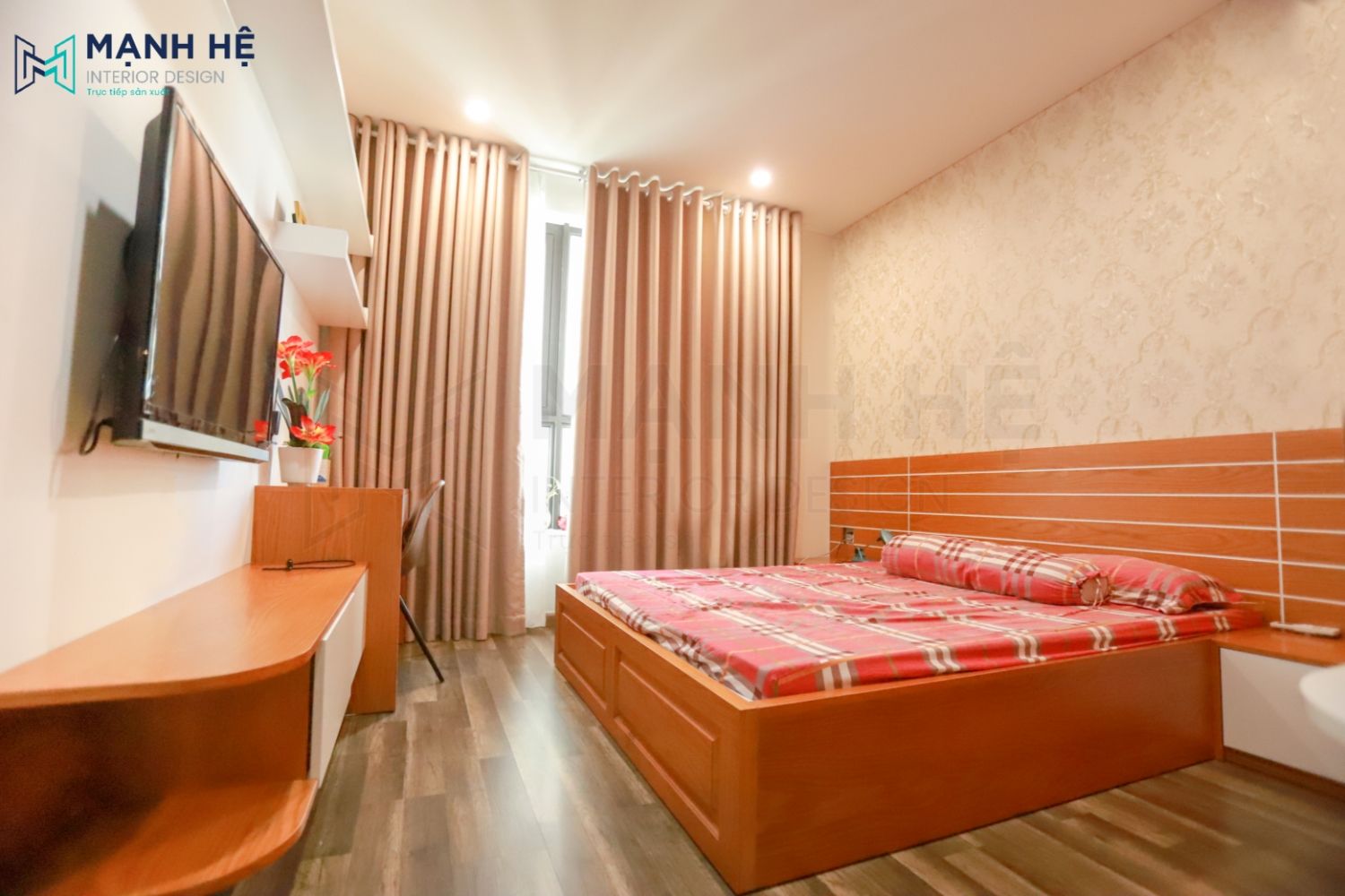 Thi công đầu giường ngủ bằng gỗ có chiều cao chuẩn