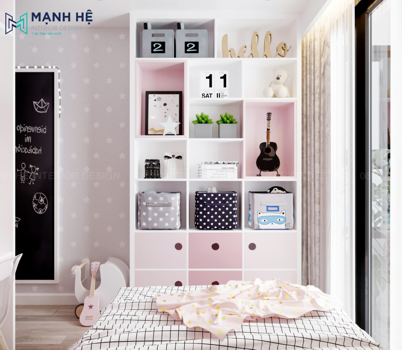Sản xuất tủ đồ trang trí phòng ngủ cho bé