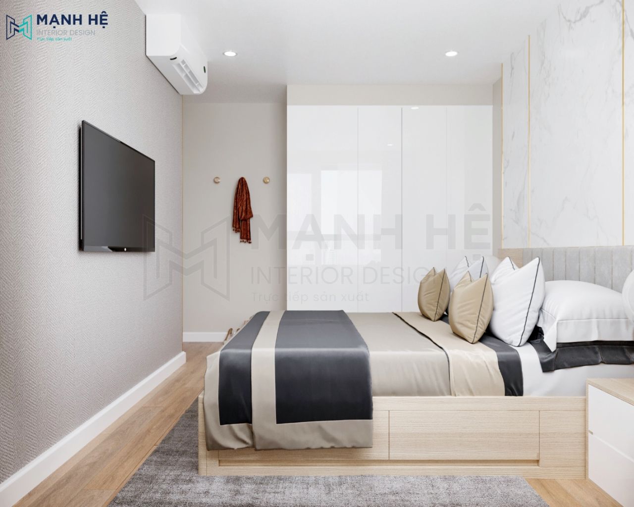 Tủ quần áo gỗ Acrylic đụng trần