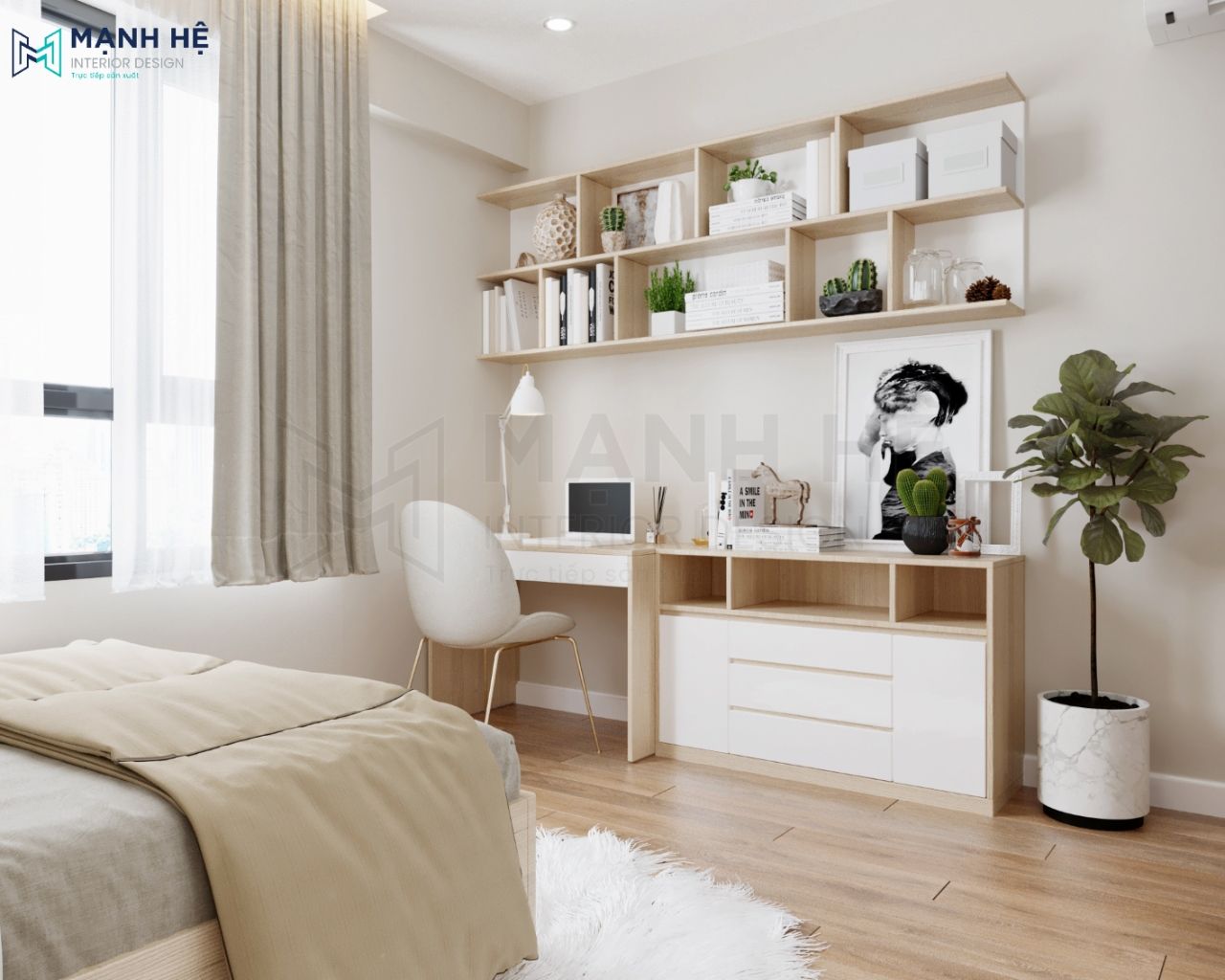Thiết kế bàn học gỗ nhỏ gọn