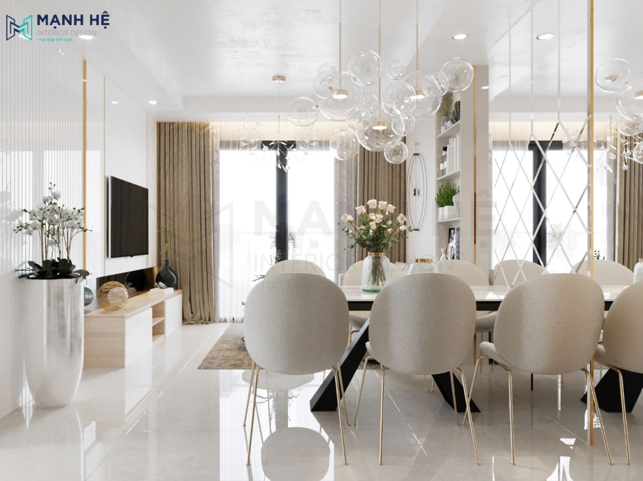 Bộ đèn thả nghệ thuật ngay bàn ăn gia đình