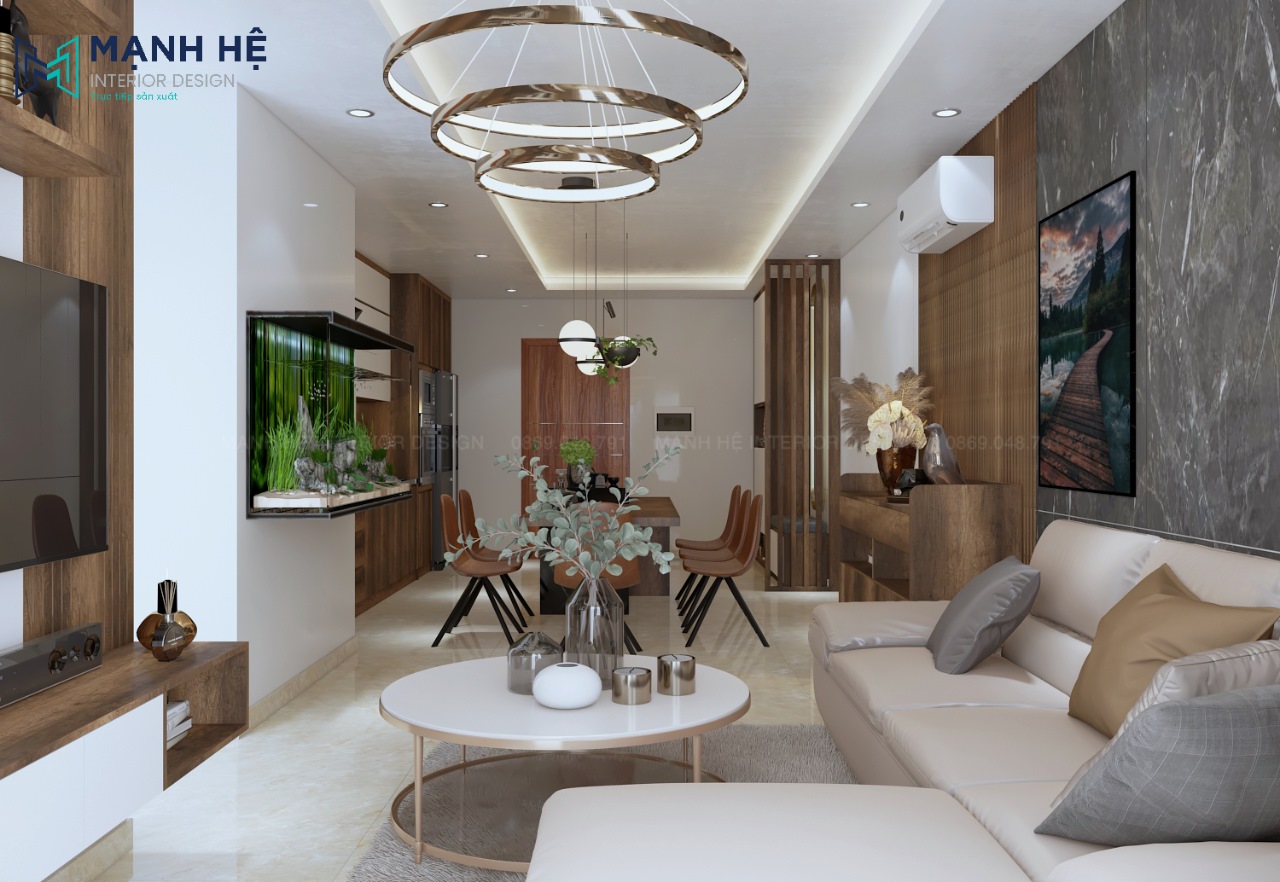 phòng khách liền bếp