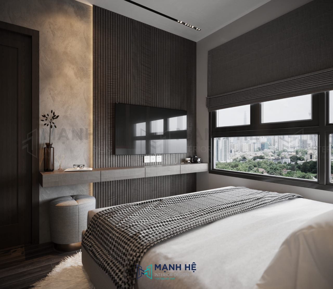 kệ tủ tivi vách ốp gỗ