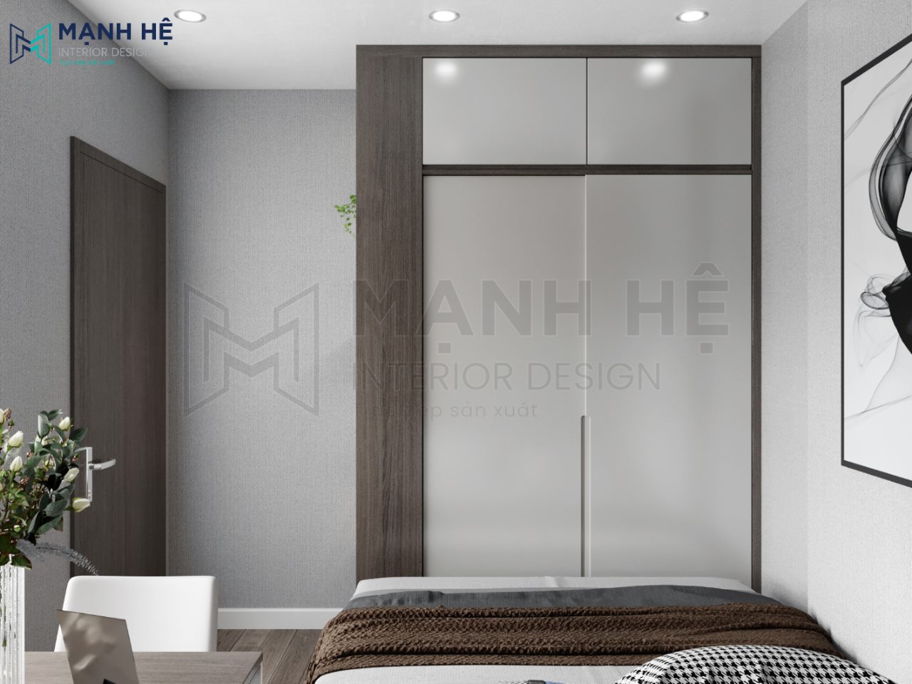 Tủ quần áo gỗ đụng trần