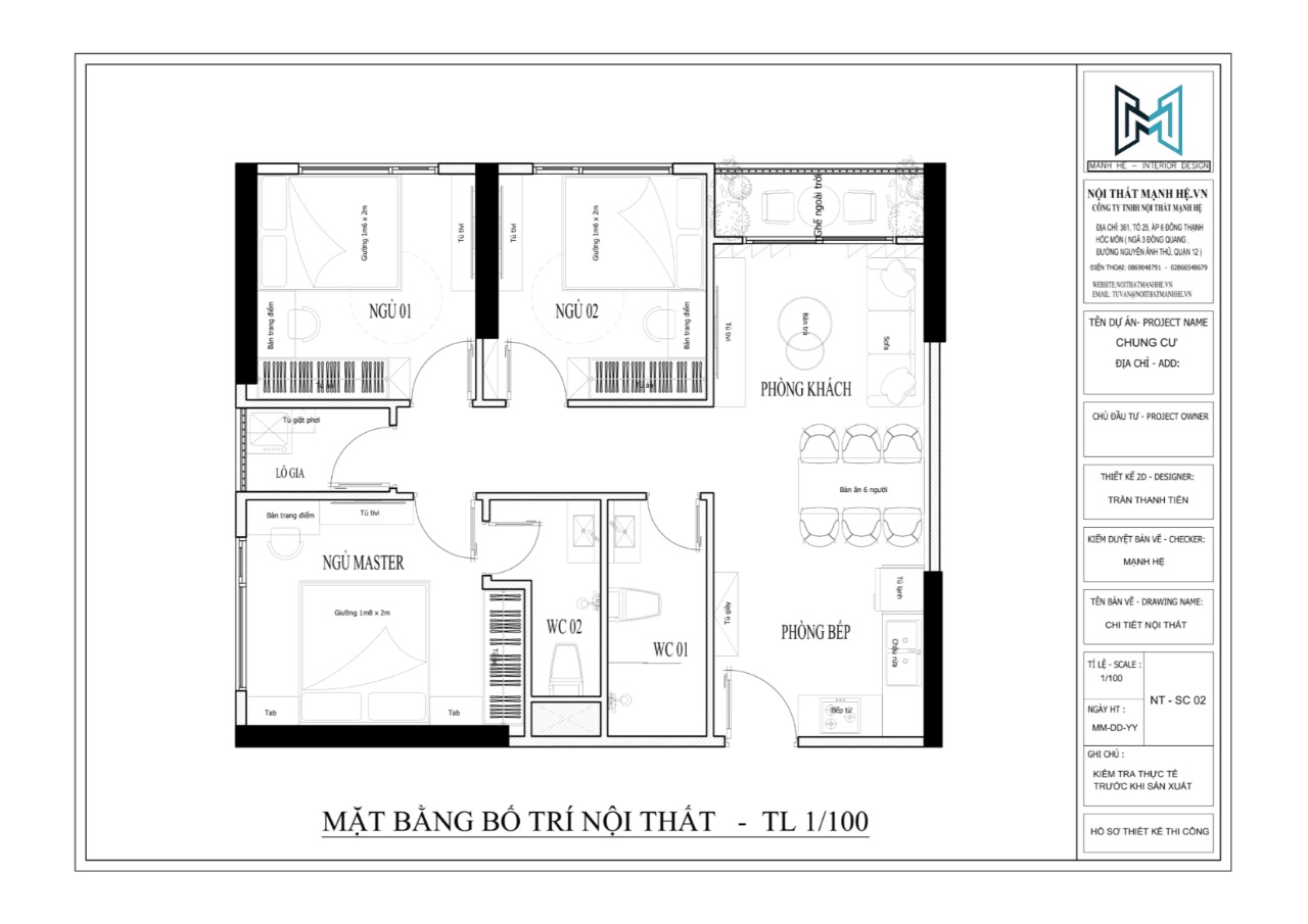 Mặt bằng nội thất căn hộ Vinhomes 80m2
