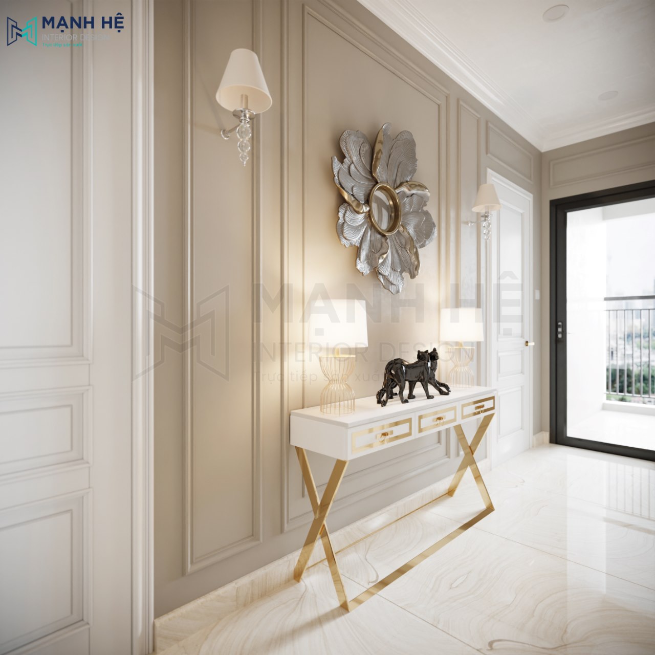 Trang trí gương tranh tại sảnh phòng khách