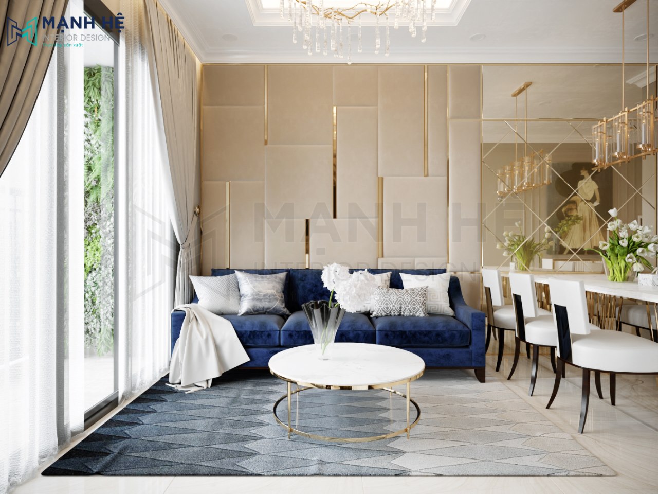 Ghế sofa nhung cho phòng khách đẹp quý phái