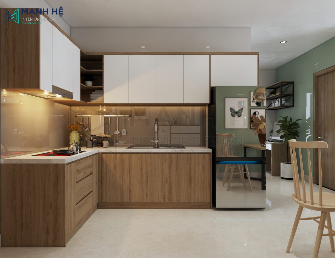 Tủ bếp gỗ chữ L