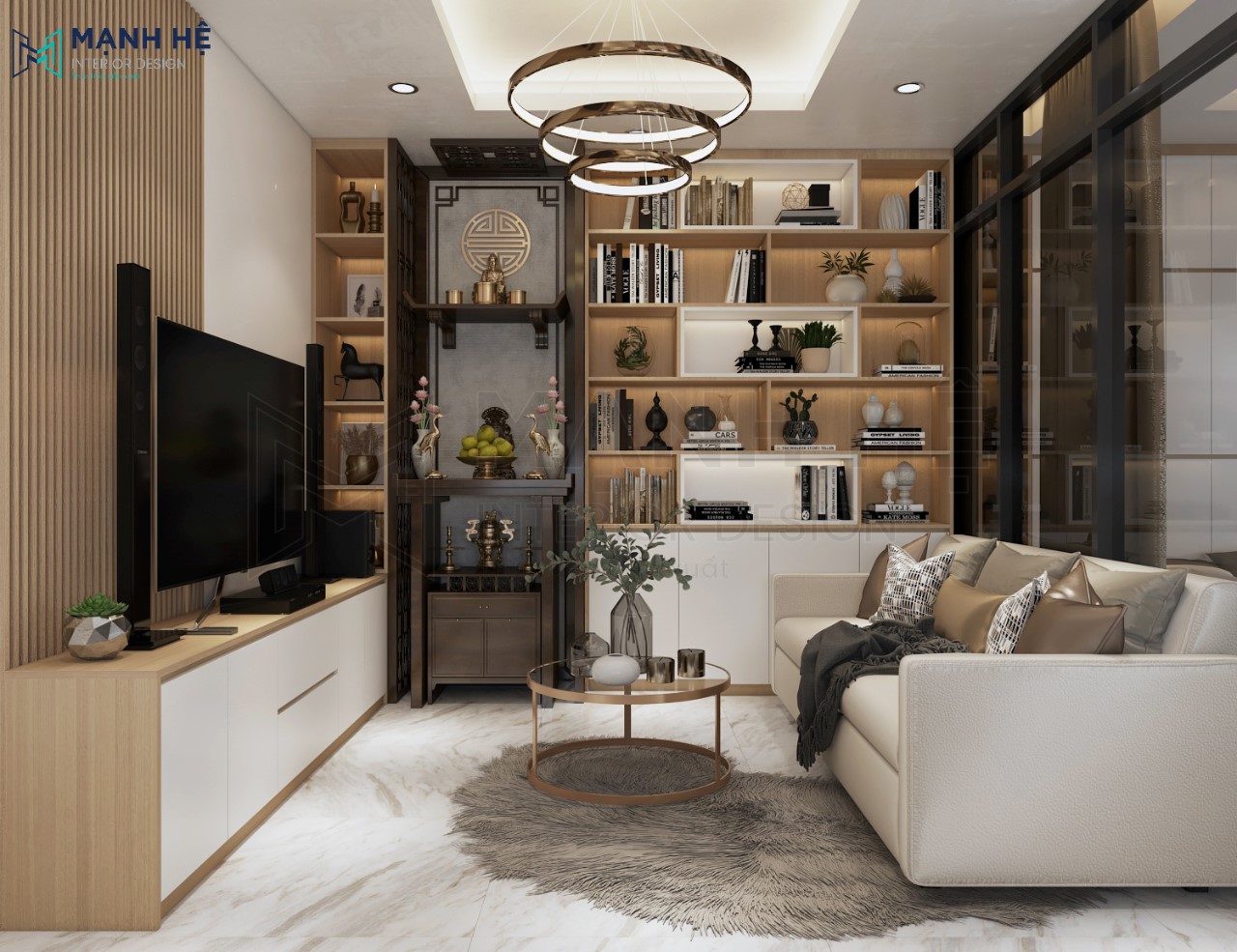 Kệ sách trang trí phòng khách