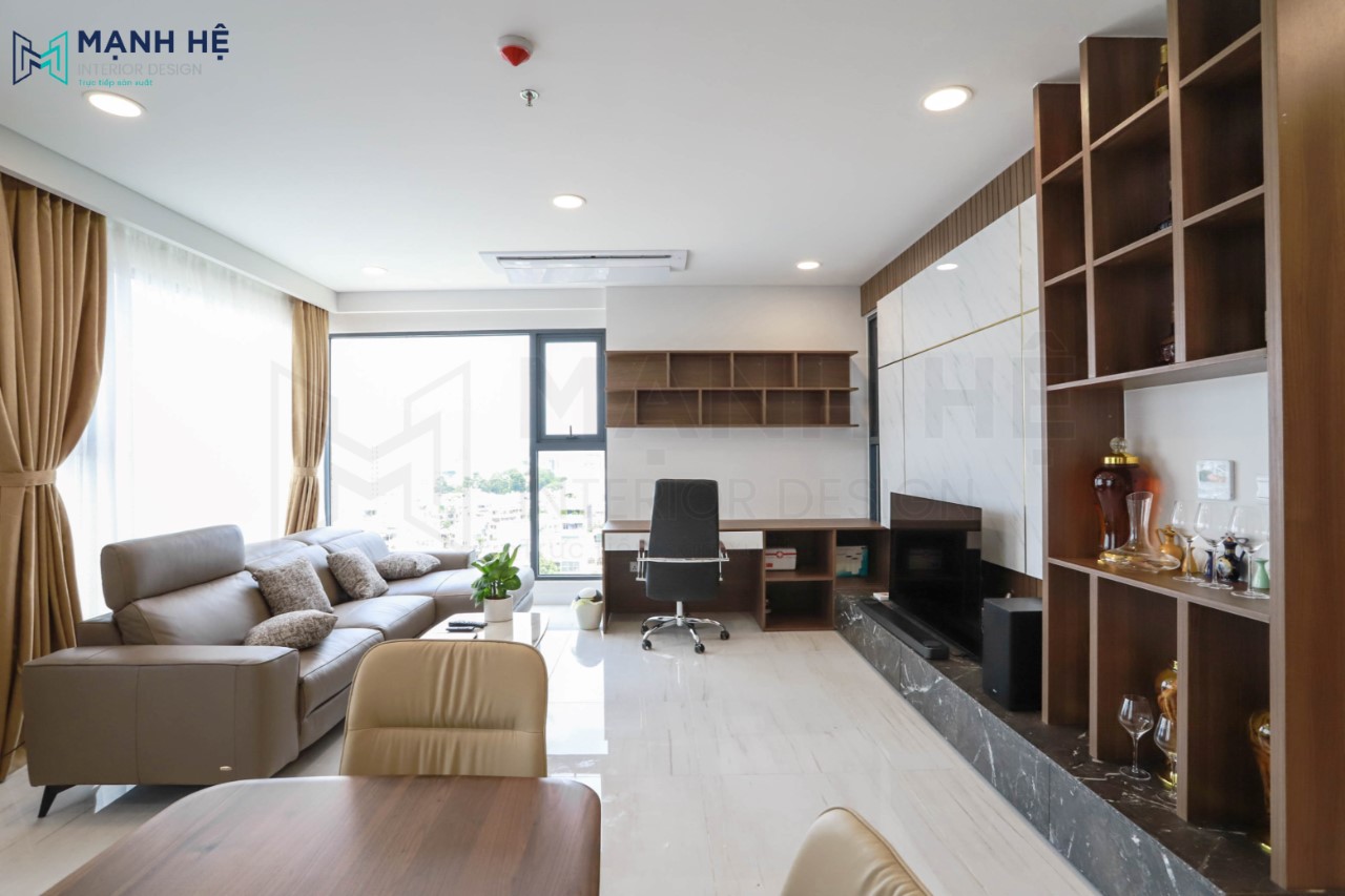 Thi công góc làm việc gọn gàng tại phòng khách