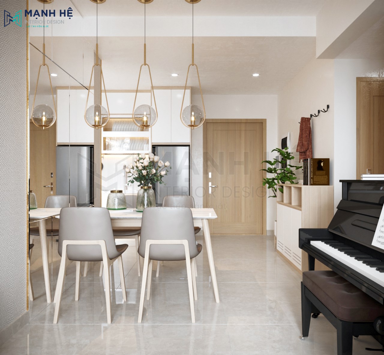 nội thất phòng khách liền bếp