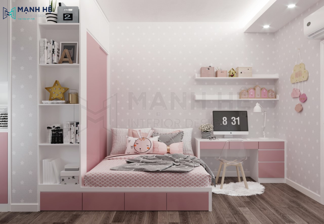 Thiết kế nội thất phòng ngủ bé gái