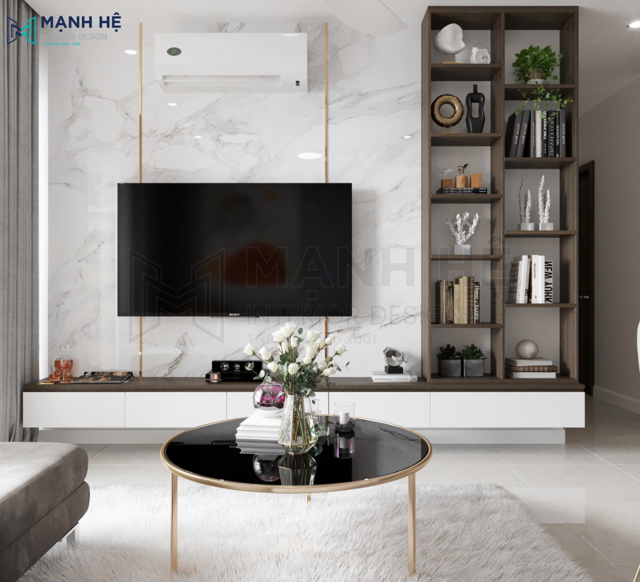 Tủ tivi phòng khách gỗ công nghiệp đơn giản mà sang trọng