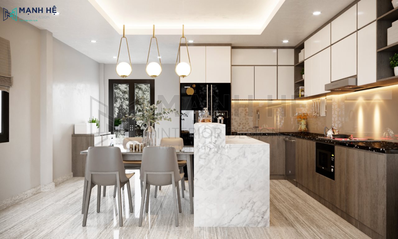 Tủ bếp chữ L hiện đại