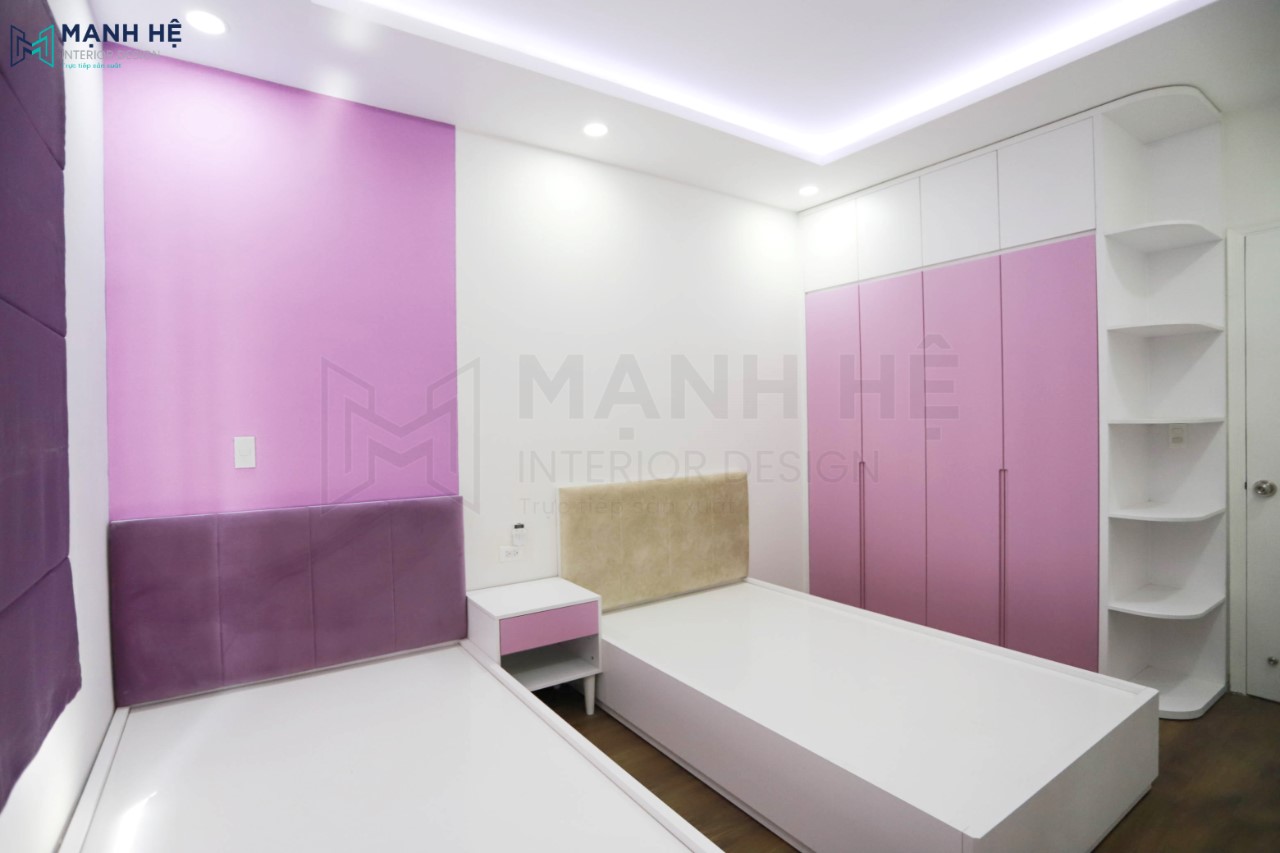 Thi công giường ngủ 2 giường